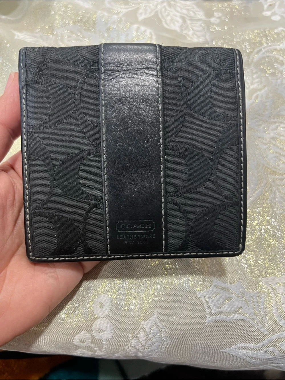Vintage Y2K-era Coach Signature Jacquard & Leather French Bifold Wallet